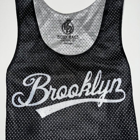 Brooklyn Basketball Jersey, Body Rags, Medium Tank Top, Black - Picture 2 of 3
